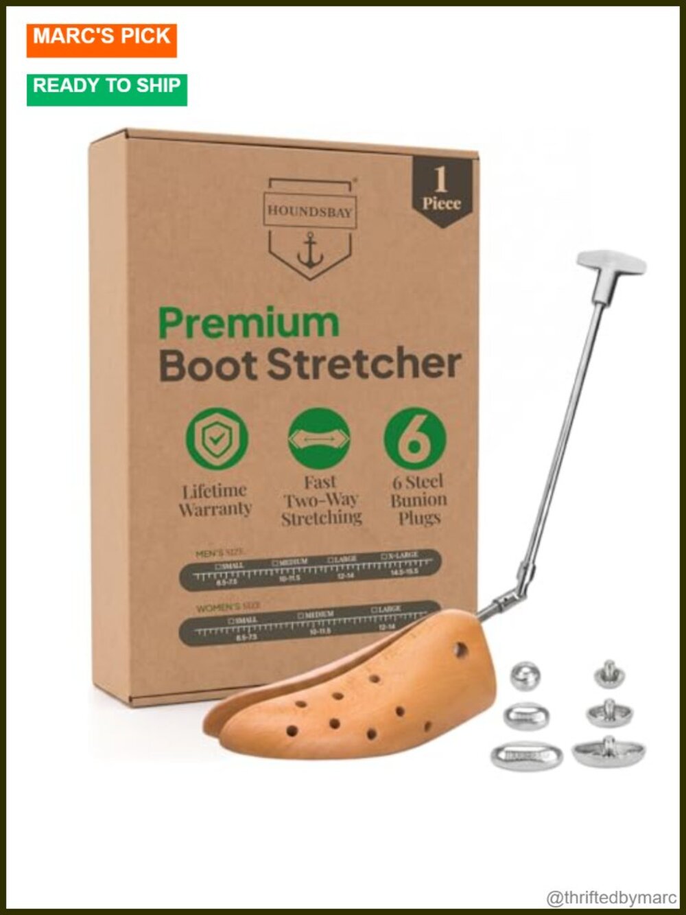 Boot Stretcher Adjustable Metal & Beech Wood Boot Expander with Bunion Plugs